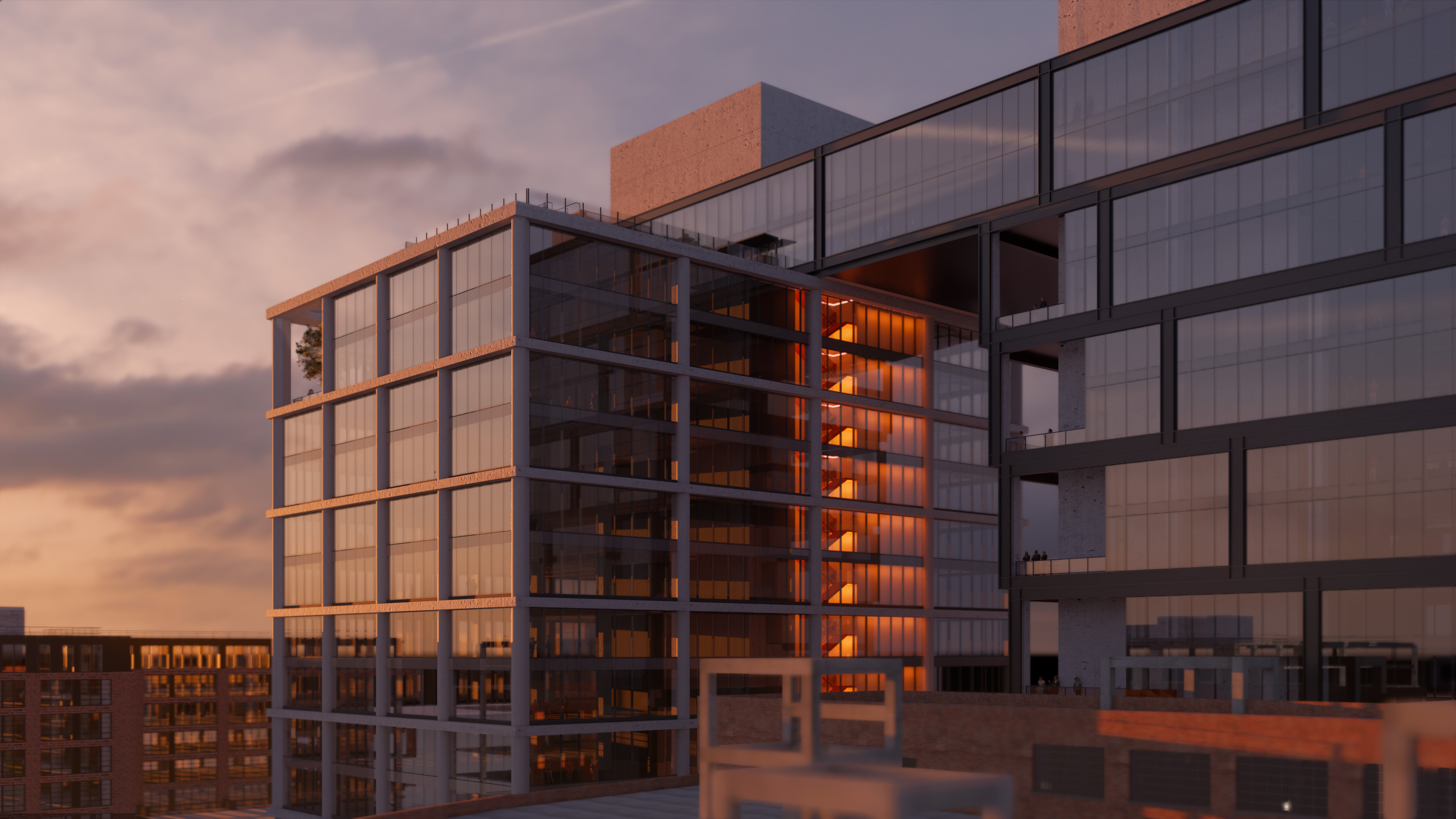 Block 3 Office tower at night