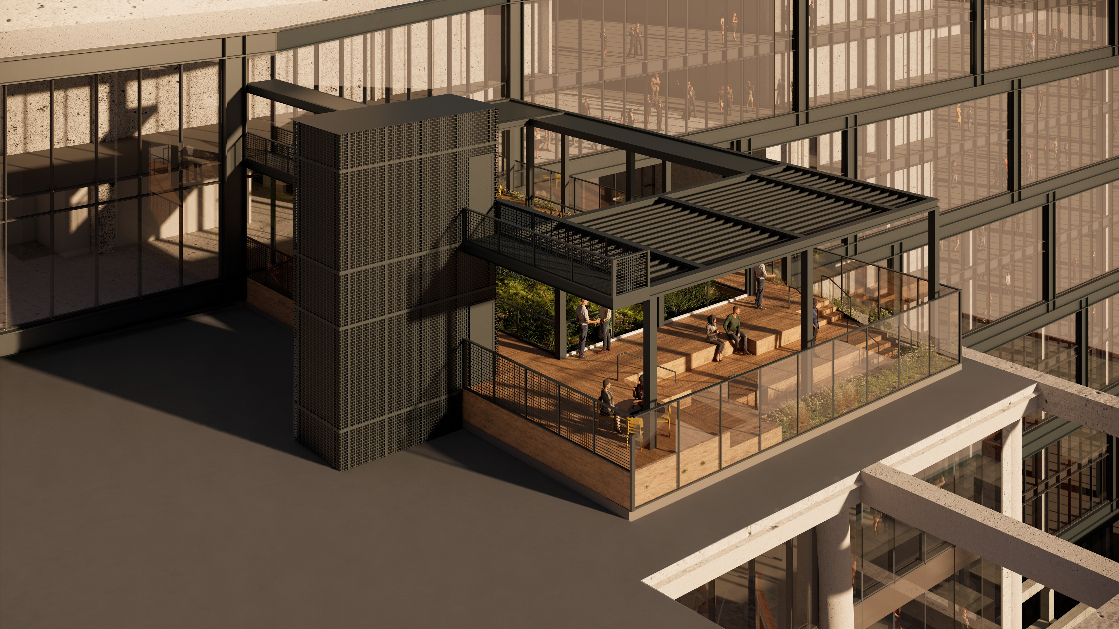 Level 14 terrace with skyline views